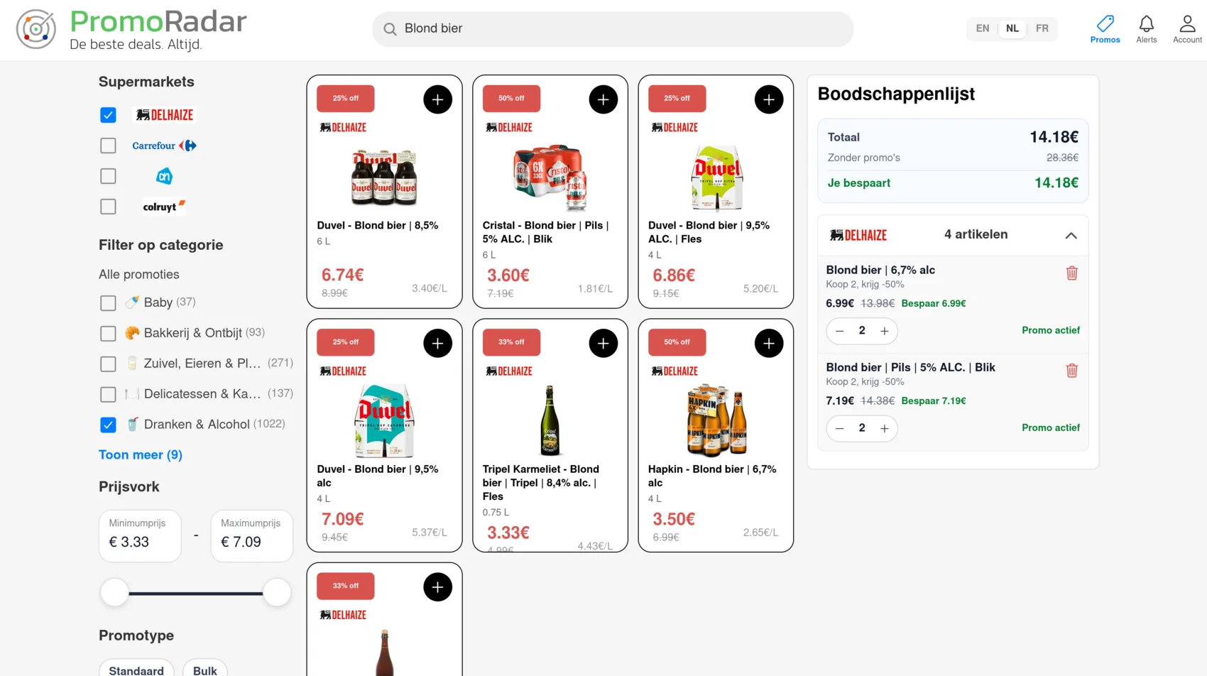 Find active promotions across top Belgian supermarkets using our easy-to-use search and filters.